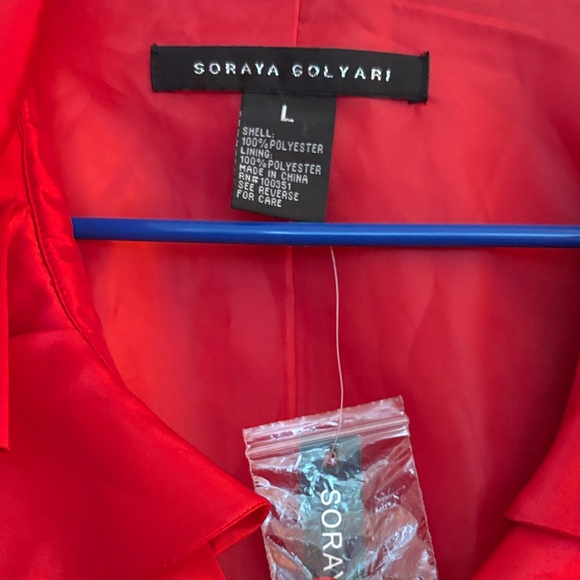 Red Ruffled Button-Up Blouse - Picture 2 of 4